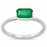 1.08ct G SI 14K White Gold Emerald Gemstone Ring Size 6.5