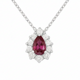 .97ct G SI 14kt White Gold Diamond & Pear Shaped Ruby Pendant Necklace 18" Long