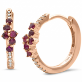 .36ct G SI 14K Rose Gold Diamond & Ruby Gemstones Hoop Earrings