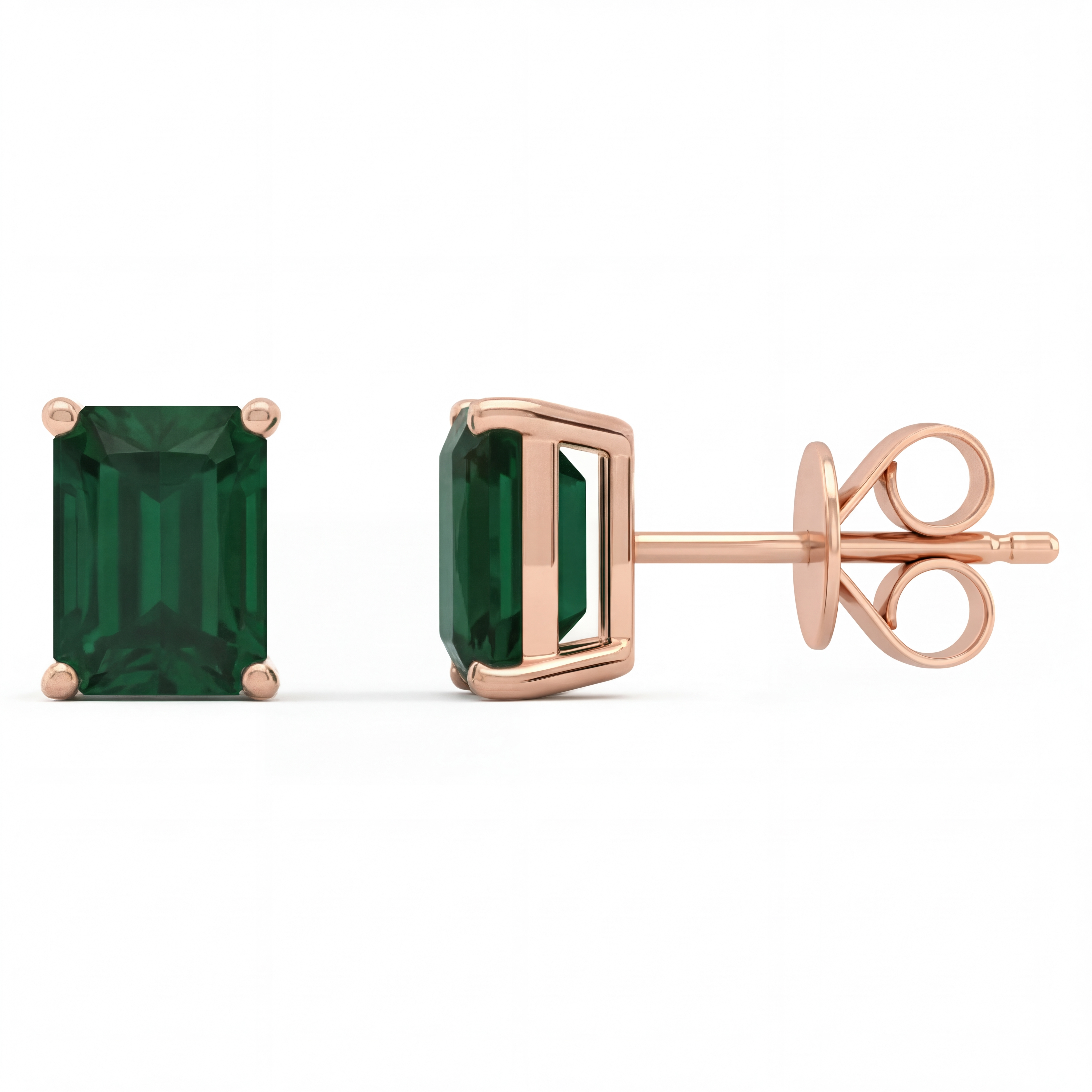1.81ct 14kt Rose Gold Emerald Gemstone Stud Earrings