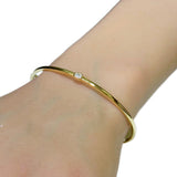 .17ct G SI 14K Yellow Gold Emerald Cut Diamond Center Bangle Bracelet