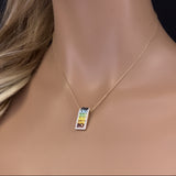 <span>GEMSTONE CLOSEOUT! </span> 2.87ct G SI 14K Yellow Gold Diamond & Multi Color Gemstones Pendant Necklace 16 + 2" Long