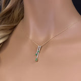 <span>GEMSTONE CLOSEOUT! </span> .57ct G SI 14K Yellow Gold Diamond & Emerald Drop Pendant Necklace 18" Ext