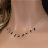 <span>GEMSTONE CLOSEOUT! </span>  3.24ct G SI 14K White Gold Blue Sapphire Necklace 16 + 2" Ext