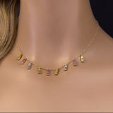 <span>GEMSTONE CLOSEOUT! </span>  2.76ct G SI 14K Yellow Gold Diamond Multi Color Necklace 16 + 2" Ext