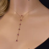 1.15ct G SI 14K Rose Gold Ruby Gemstones Pendant Necklace 16+2" Ext Long