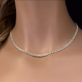 4MM 1.70ct G SI 14K White & Yellow Gold Two Tone Diamond Cuban Necklace 16" Long