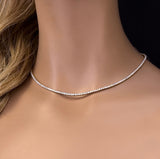 4.37ct G SI 14K White Gold Diamond Tennis Necklace 16" Long