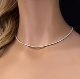 4.31ct G SI 14K White Gold Diamond Tennis Necklace 16" Long