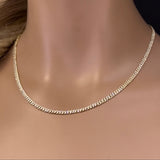 <span style="color:purple">SPECIAL!</span> 3MM 1.91ct G SI 14k Yellow Gold Diamond Round Cuban Necklace 18"