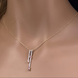 <span>GEMSTONE CLOSEOUT! </span> .60ct G SI 14K Yellow Gold Diamond & Pink Tourmaline Gemstone Pendant Necklace 18" Long