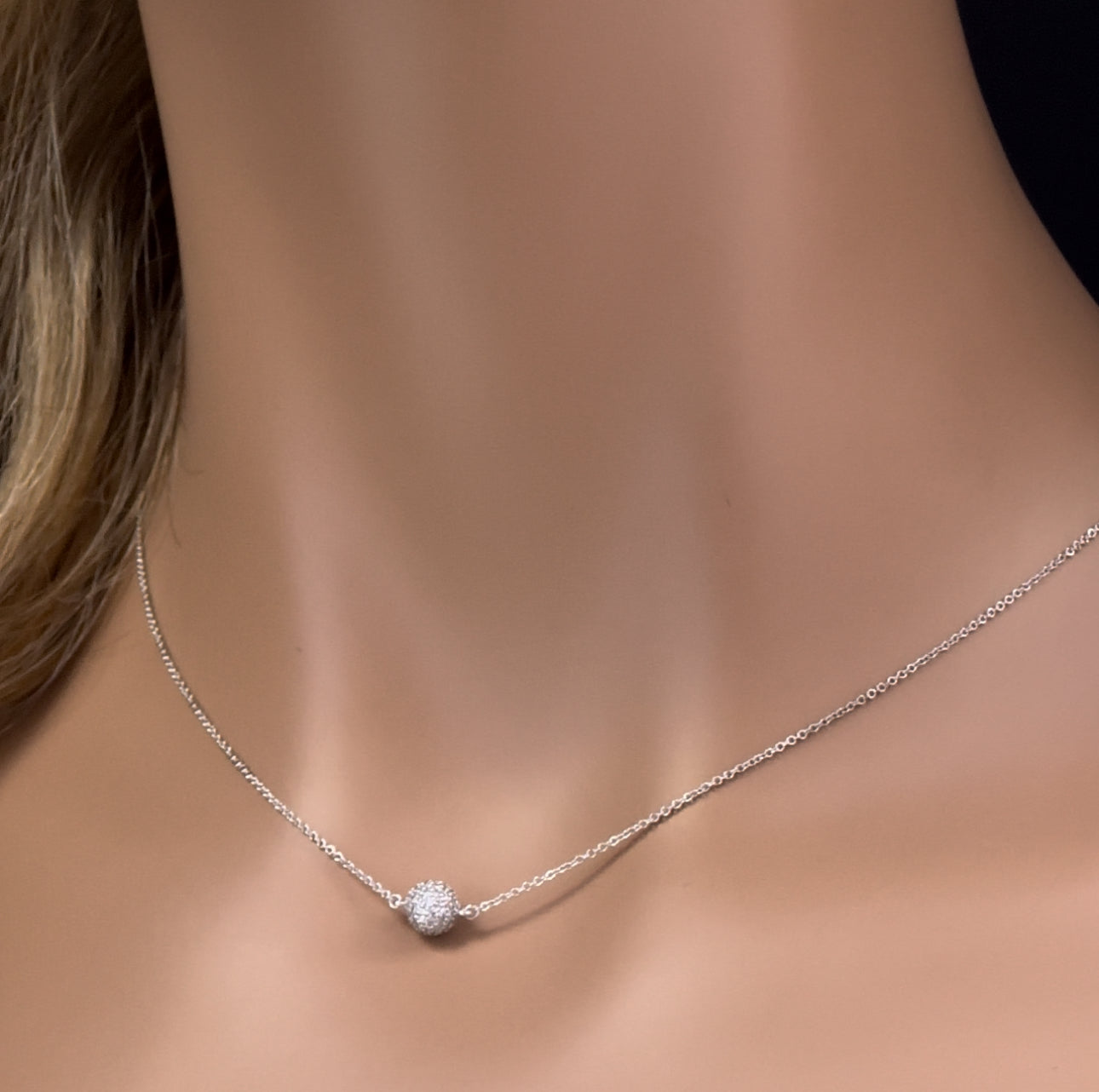 18kwg diamond ball necklace | Grants Jewelry