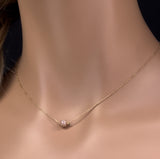 .88ct G SI 14K Yellow Gold Round Pink Tourmaline Circle Pendant Necklace 16 + 2" Ext