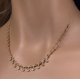 2.21ct G SI 14K Yellow Gold Pink Tourmaline Dangling Pendant Necklace 16+2" Ext