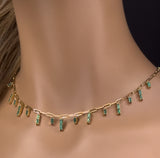 2.42ct G SI 14K Yellow Gold Green Emerald Gemstone Dangling Paperclip Necklace 16 + 2" Ext