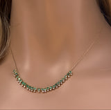 1.60ct G SI 14K Yellow Gold Diamond & Emerald Gemstone Drop Necklace 16" + 2" Ext