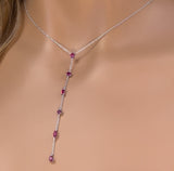 1.12ct G SI 14K White Gold Ruby Gemstones Pendant Necklace 16+2" EXT Long