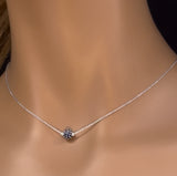 <span>GEMSTONE CLOSEOUT! </span>  .51ct G SI 14K White Gold Blue Sapphire Pendant Necklace 16 + 2" Ext