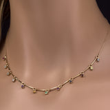  .73ct G SI 14K Yellow Gold Diamond & Multi Color Gemstone Pendant Necklace 16" +2" EXT