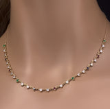  1.71ct G SI 14K Yellow Gold Diamond & Multi Color Gemstones Pendant Necklace 16+2" Ext Long
