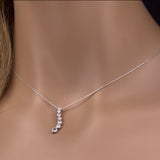  .60ct G SI 14K White Gold Diamond & Aquamarine Gemstone Necklace 20"
