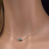  .44ct G SI 14K White Gold Round Emerald Pendant Necklace 16 + 2" Ext