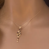 .48ct G SI 14K Yellow Gold Diamond & Ruby Gemstones Pendant Necklace 18" Long Chain