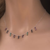 2.80ct G SI 14K White Gold Multi Color Gemstone Necklace 16 + 2" Ext