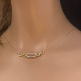 .15ct G SI 14K Yellow Gold Diamond Link Pendant Necklace 18"