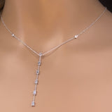 span>GEMSTONE CLOSEOUT! </span>.60ct G SI 14K White Gold Diamond & Aquamarine Gemstone Necklace 16+2" Ext