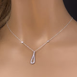 .24ct G SI 14K White Gold Diamond Pendant Necklace 16" + 2" Ext.