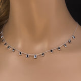2.50ct G SI 14K White Gold Blue Sapphire Gemstone Necklace 16" + 2" Ext