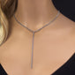 <span style="color:purple">SPECIAL!</span> 3.45ct G SI 14K White Gold Blue Sapphire Lariat Tennis Necklace 14 + 4" Ext