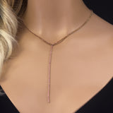 3.40ct G SI 14K Yellow Gold Ruby Y Lariat Tennis Necklace 14+4" Ext