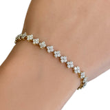 <span style="color:purple">SPECIAL!</span> 2.98ct G SI 14K Yellow Gold Flower Diamond Bracelet 7" Long