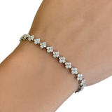 <span style="color:purple">SPECIAL!</span>3.00ct G SI 14K White Gold Flower Diamond Bracelet 7" Long