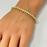 3.01ct G SI 14K Yellow Gold Diamond Graduated Style Tennis Bracelet 7" Long