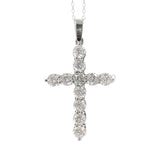 2.05ct G SI 14K White Gold Diamond Cross Pendant 18" Long