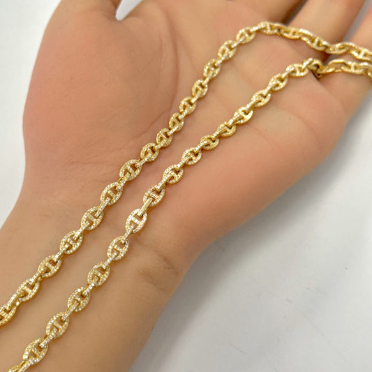 <span style="color:purple">SPECIAL!</span> 3.18ct G SI 14K Yellow Gold Diamond Mariner Link Chain Necklace 20" Long