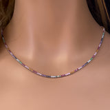 <span>DIAMOND CLOSEOUT! </span> 5.56ct G SI 14K Yellow Gold Diamond & Multi Color Gemstone Tennis Necklace 18"Long