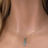 .26ct G SI 14K White Gold Diamond & Emerald Gemstone Pendant Necklace 16" + 2" Ext.
