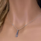<span>DIAMOND  CLOSEOUT! </span>.34ct G SI 14K White Gold Blue Sapphire Gemstone Pendant Necklace 16" + 2" Ext.