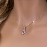 .35g G SI 14K White Gold Pink Sapphire Gemstone Pendant Necklace 16" + 2" Ext.