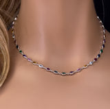 6.99ct G SI 14K White Gold Bezel Set Multi Color Gemstones Pendant Necklace 16" Long