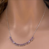 <span>GEMSTONE   CLOSEOUT! </span>1.96ct G SI 14K White Gold Diamond & Pink Tourmaline Dangling Necklace 16" + 2" Ext