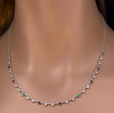 1.70ct G SI 14K White Gold Diamond & Multi Color Gemstone Pendant Necklace 16+2" EXT Long