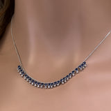 <span>GEMSTONE   CLOSEOUT! </span>  2.25ct G SI 14K White Gold Diamond & Blue Sapphire Gemstone Dangling Pendant Necklace 16" + 2" Ext