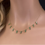  2.34ct G SI 14K Yellow Gold Green Emerald Gemstone Dangling Necklace 16 + 2" Ext