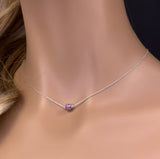  .57ct G SI 14K White Gold Round Ruby Pendant Necklace 16 + 2" Ext