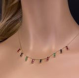 <span>GEMSTONE CLOSEOUT! </span>  2.80ct G SI 14K Yellow Gold Multi Color Gemstone Necklace 16 + 2" Ext